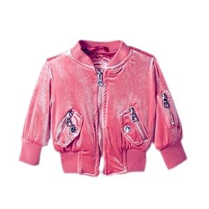 Urban Republic Rose Stretch Velvet Bomber Jacket